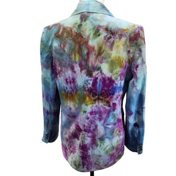 Kate Hill. 90s Reworked Multi-Color Tie Dye Blazer. Size: 4/6 - Picture 5 of 7